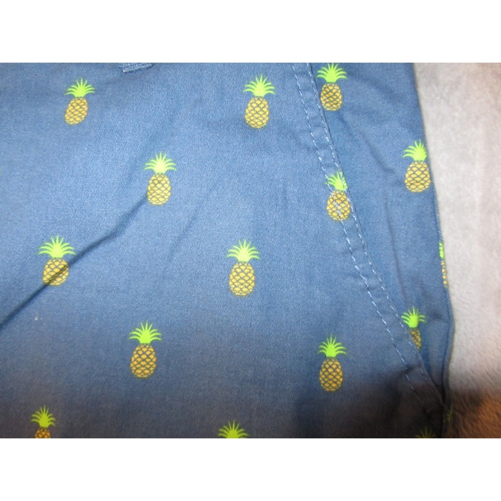 Plugg Flex Mens Blue Pineapple Print Chino Shorts Size 38 Tropical Summer Casual - Picture 7 of 7